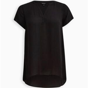 Torrid Solid Black Plus Size Georgette Hi-Low Tunic Sheer Blouse Size 2X